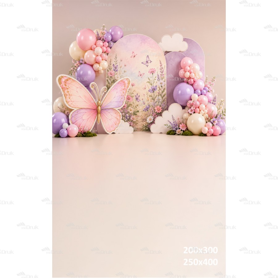 Tło fotograficzne „Pastelowe motyle i balony” | UB_880